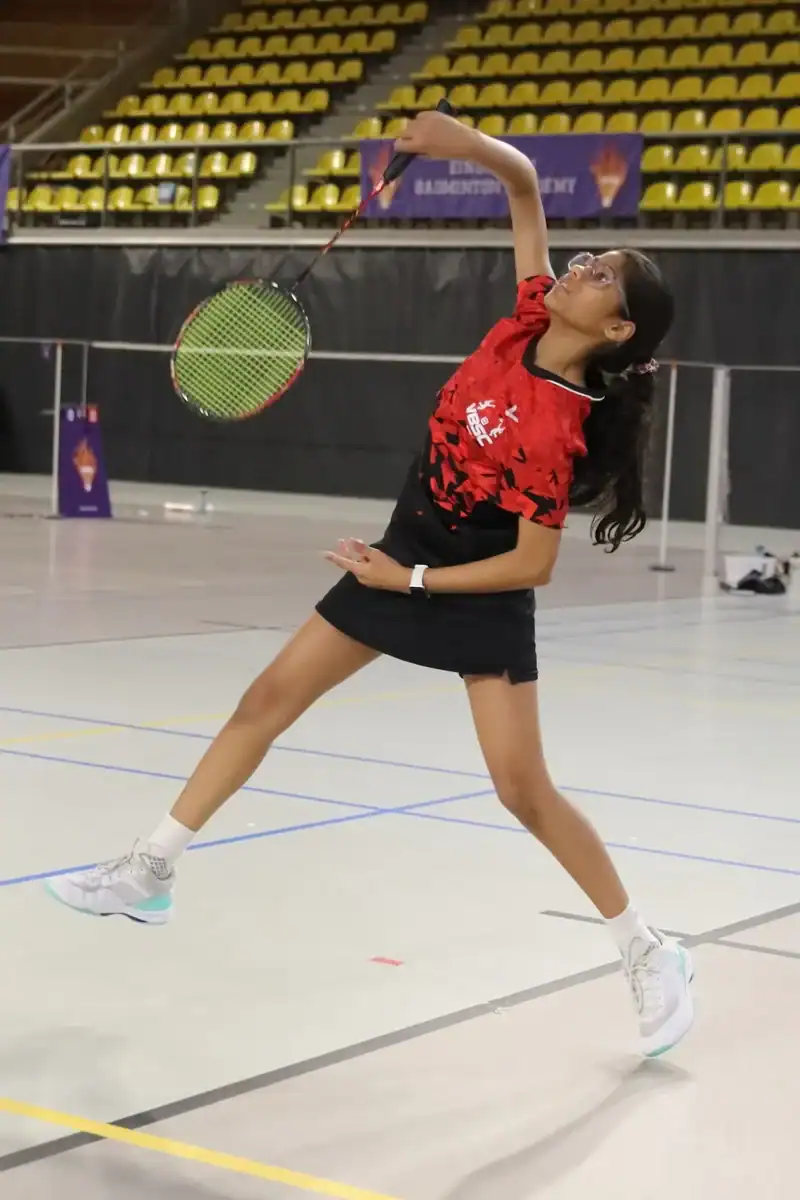 Girl playing an overhead shot at Junior Master EBA 2026