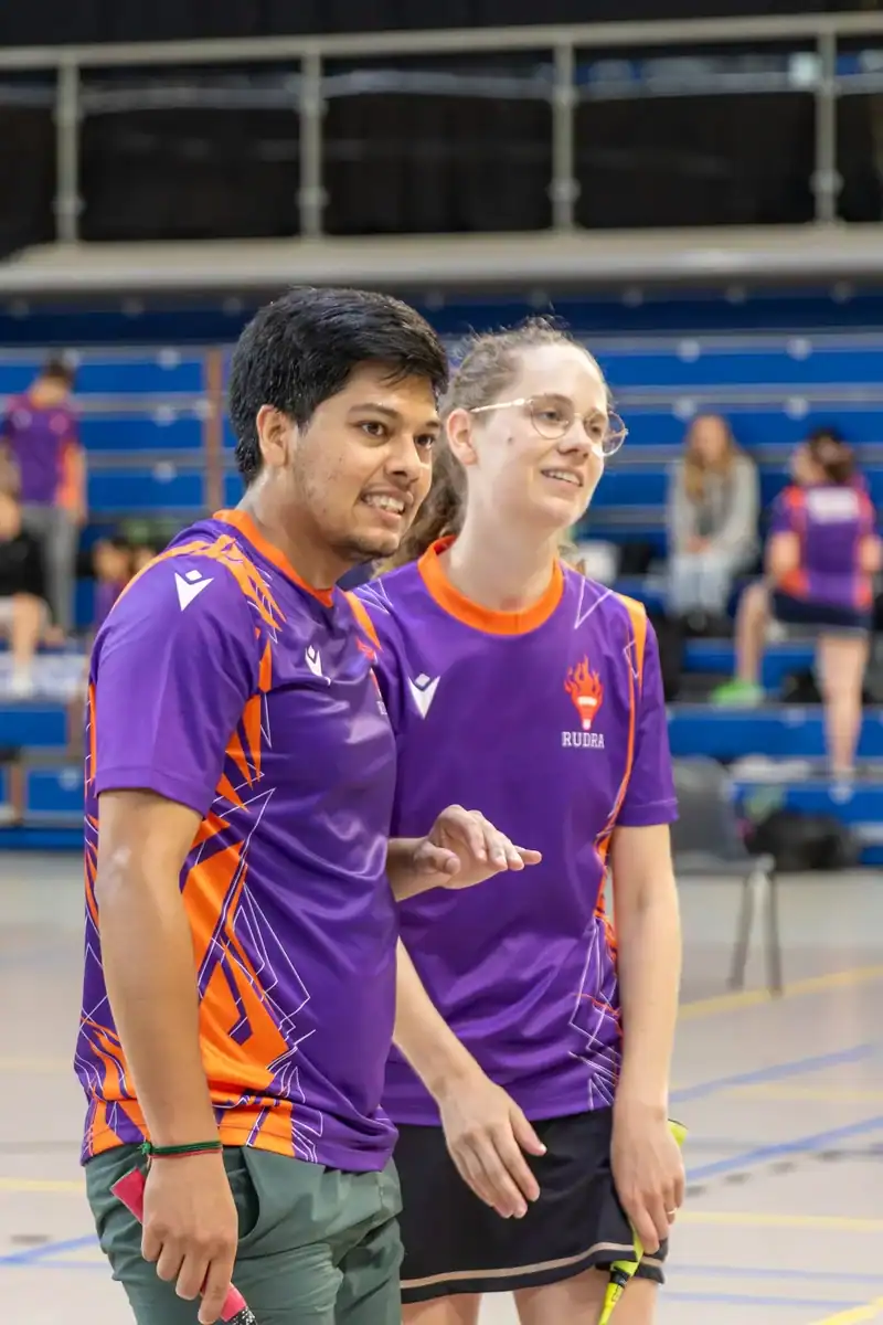 Two Rudra United competition players between matches