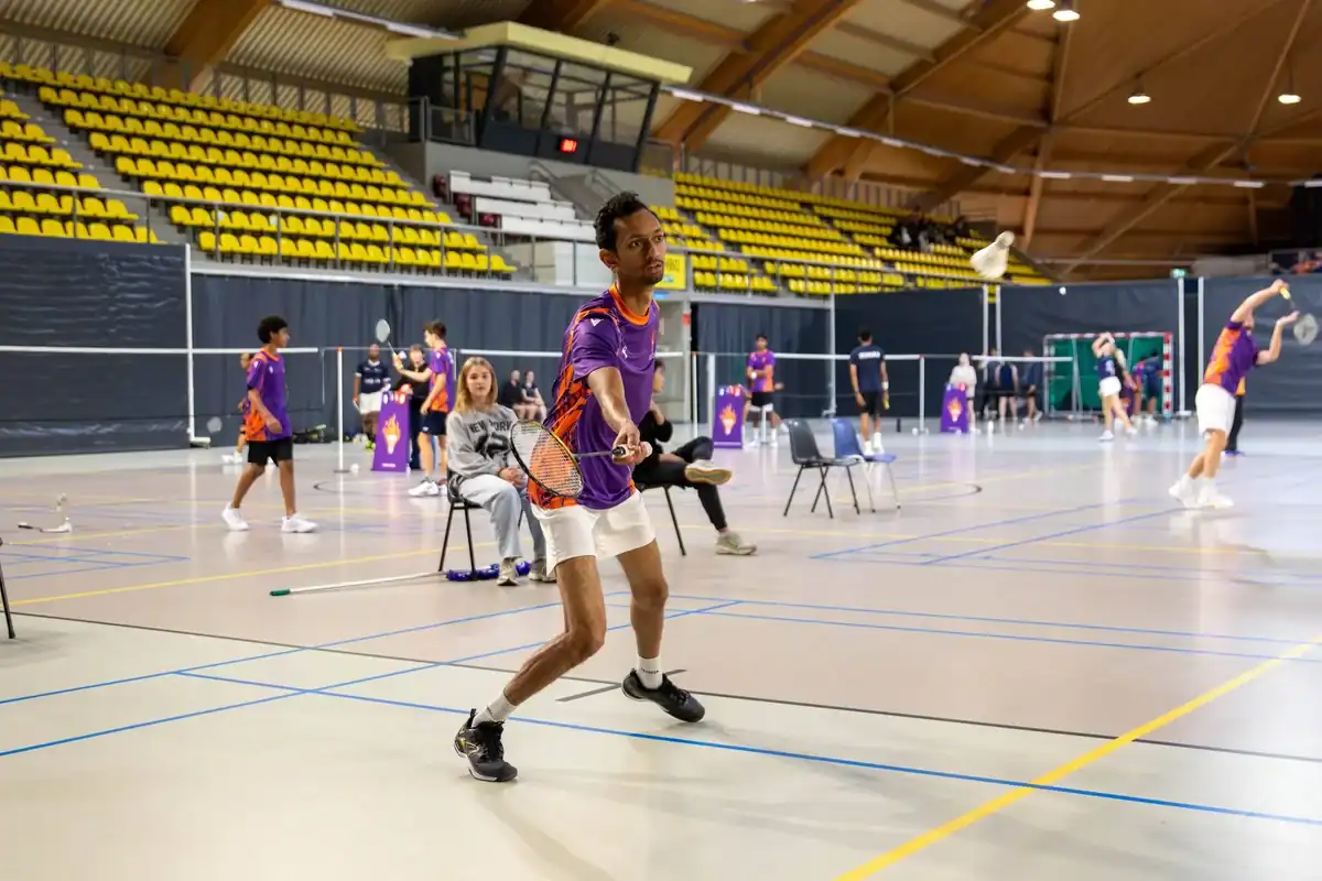 Rudra United home match in progress on several courts at Indoor Sport Centrum Eindhoven