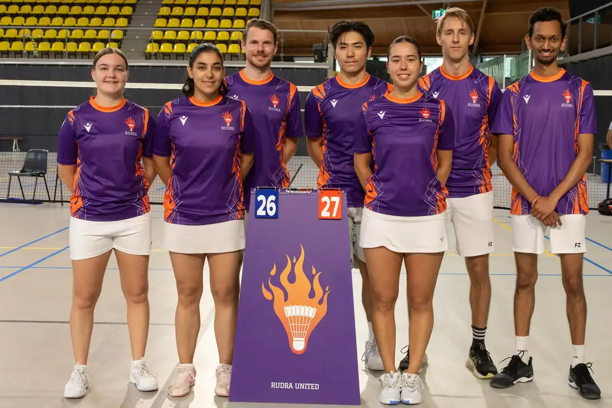 Rudra United team 1 before their first home eerste divisie match at Indoor Sport Centrum Eindhoven